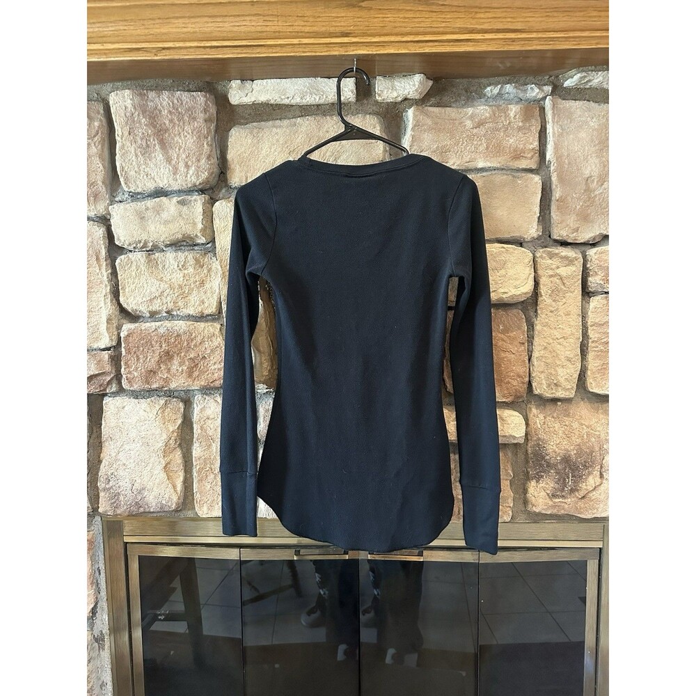 VTG Y2K Hustler Hardcore Long Sleeve Thermal Waffle Skull Paper Tag Rose XS/S - Picture 4 of 4